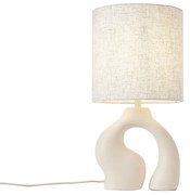 Candeeiro de Mesa Japandi Bege com Abajur de Linho - Dahlia Japandi