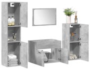 vidaXL 4 pcs conj. móveis casa banho derivados madeira cinza cimento