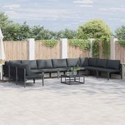 vidaXL Conjunto de Sofá de Jardim 10 pcs Cinzento-escuro Aço