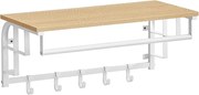 Cabide de parede VASAGLE, suporte para roupas com 5 ganchos removíveis, prateleira flutuante com trilho para pendurar, para corredor, quarto, sala de estar, carvalho dourado e branco nuvem LCR012N01