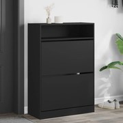 vidaXL Sapateira c/ 2 gavetas articuladas 80x34x116 cm preto