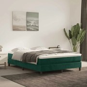 vidaXL Cama com molas/colchão 140x200 cm veludo verde-escuro