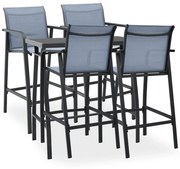 5 pcs conjunto de bar para jardim preto e cinzento