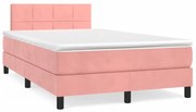 vidaXL Cama boxspring com colchão 120x190 cm veludo rosa
