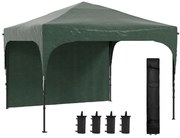 Tenda Dobrável 3x3m com Altura Ajustável Tenda de Jardim com 1 Parede