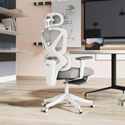 Cadeira de Escritório de Malha Reclinável com Apoio para a Cabeça Ajustável e Altura Regulável  71x70x109-119 cm Cinza