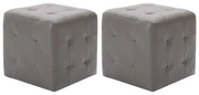 Pufe 2 pcs 30x30x30 cm couro artificial cinzento