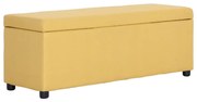 vidaXL Banco c/ compartimento de arrumação 116 cm poliéster amarelo