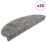 vidaXL Tapetes de escada 30 peças 65x21x4 cm cinza semicircular grande