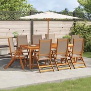 vidaXL Cadeiras de jardim dobráveis 8 pcs acácia maciça e textilene