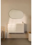 Conjunto De Móvel De Casa De Banho Suspenso Em Madeira E Folha De Freixo Com Lavatório Integrado Ona Branco & Oval Led E Anti-embaciamento - Sklum