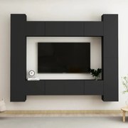 vidaXL 8 pcs conjunto de móveis de TV derivados de madeira preto