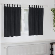 Cortinas Blackout vidaXL com Laços de Pendurar 2 pcs Veludo Preto