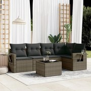 vidaXL 6 pcs conjunto sofás de jardim com almofadões vime cinzento