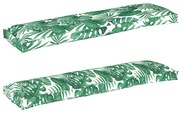 vidaXL Almofadas de Palete para Banco - 2 pcs - Estampa de Folha - 150 x 40 x 8 cm - Tecido Oxford