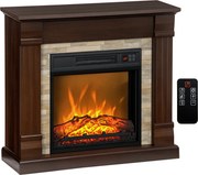 HOMCOM Lareira Elétrica 1800W com Efeito de Chama Realista e Proteção Contra Superaquecimento 80x21,6x67,8 cm Marrom | Aosom Portugal