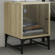 vidaXL Mesa de cabeceira c/ porta de vidro 35x37x50 cm carvalho sonoma