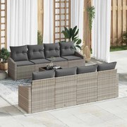 vidaXL Conjunto de Sofá de Jardim de 9 Peças da com Almofadas Cinza Claro de Rattan Sintético
