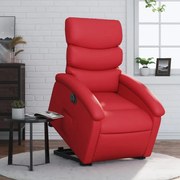 Poltrona reclinável elevatória elétrica couro artif. vermelho