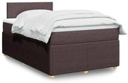 vidaXL Cama boxspring com colchão 120x190 cm tecido castanho-escuro
