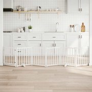 vidaXL Portão p/ cães com porta dobrável 6 painéis 300 cm abeto branco