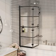vidaXL Divisória de chuveiro dobrável ESG 100x140 cm preto