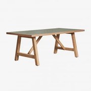 Mesa De Jardim Retangular Em Madeira De Acácia Dubai Verde Escuro & 200 X 100 Cm - Sklum
