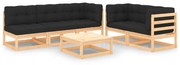 vidaXL 6 pcs conjunto lounge de jardim c/ almofadões pinho maciço
