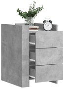 vidaXL Mesa de cabeceira 45x50x65 cm derivados madeira cinza cimento