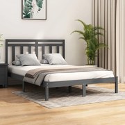 Estrutura de cama dupla 135x190 cm madeira maciça cinzento