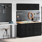 vidaXL Armários de garagem 2 pcs derivados de madeira preto