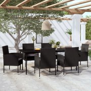 7 pcs conjunto de jantar para jardim preto