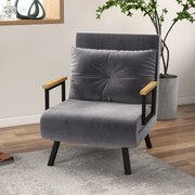 Poltrona Convertível em Cama Poltrona 3 em 1 Convertível em Cama com Encosto Ajustável em 5 Níveis 63x73x81 cm Cinza