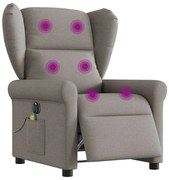 vidaXL Poltrona reclinável massagens elétrica tecido cinza-acastanhado