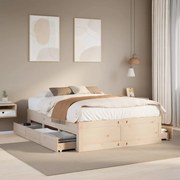 vidaXL Cama sem colchão com gavetas 150x200 cm madeira de pinho maciça