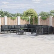 vidaXL Conjunto de Sofá de Jardim 11 pcs Cinzento-escuro Aço
