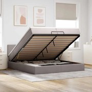 vidaXL Estrutura de cama otomana com colchão cinza 200x200 cm tecido