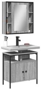 2 pcs conjunto móveis WC derivados de madeira sonoma cinza