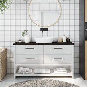 vidaXL Bancada p/ WC 120x30x(2-4)cm madeira tratada maciça castanho