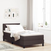 Cama Box com Colchão &amp; LED Marrom Escuro 90x200 cm Tecido