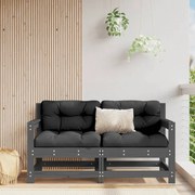 vidaXL Sofás de canto para jardim 2 pcs madeira de pinho maciça cinza