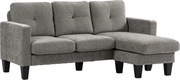 HOMCOM Sofá Chaise Longue Sofá em Forma de L Estofado em Poliéster Sofá de Canto Reversível 186x130x84 cm Marrom Acizentado | Aosom Portugal