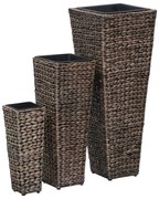 Floreiras elevadas jardim 3 pcs jacinto de água castanho-escuro