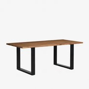Rectangular Dining Table 200x100 Cm In Acacia Wood And Steel Milet Castanho Acácia - Sklum