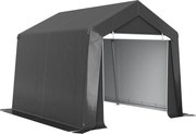 Outsunny Abrigo de jardim tenda de armazenamento portátil para exterior com estrutura em aço galvanizado e porta ampla 3 x 3 m cinza | Aosom Portugal