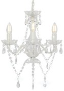vidaXL Lustre com contas redondo 3 x E14 branco