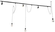 Sistema de iluminação de trilho moderno com 3 focos e 3 luzes pendentes preto 1 fase - Iconic Cavalux Jeana