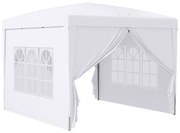 Outsunny Tenda de Jardim com Paredes Laterais Amovíveis Janelas Porta com Zíper e Bolsa de Transporte 295x295x196-258 cm Branco