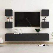vidaXL 6 pcs conjunto de móveis de TV derivados de madeira preto