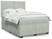 vidaXL Cama com molas/colchão 140x190 cm veludo cinzento-claro